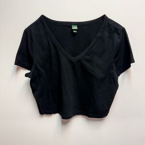 Wild Fable Black V-Neck Crop Top
